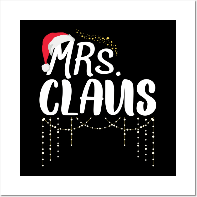 Mrs And Mr Claus Couples Matching Christmas Santa Pajamas Wall Art by AYSNERI$T